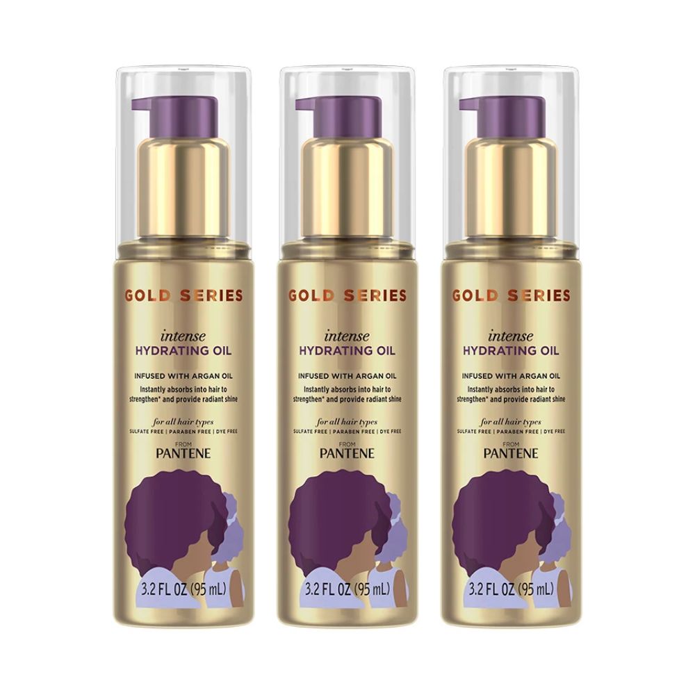 3x Pantene Gold Series Intense Hydrating Oil Infused With Argan Oil Hair Care 95ml