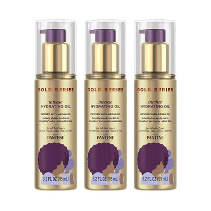 3x Pantene Gold Series Intense Hydrating Oil Infused With Argan Oil Hair Care 95ml