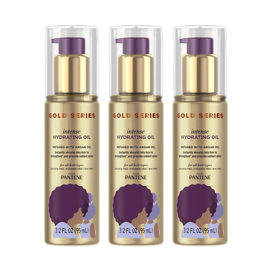 3x Pantene Gold Series Intense Hydrating Oil Infused With Argan Oil Hair Care 95ml