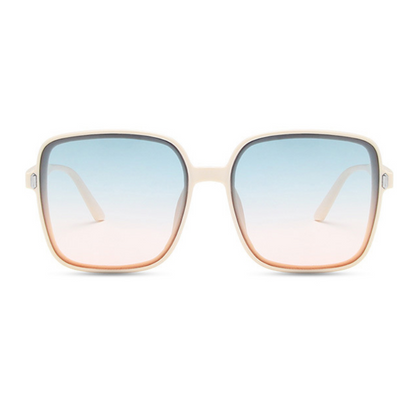 Rosy Lane Retro Rim Square Sunglasses Beige - Blue Pink Gradient