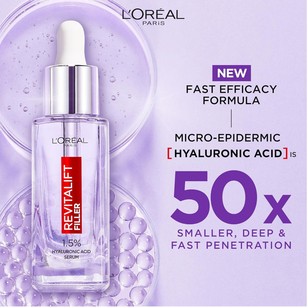3x L'Oreal Paris Revitalift Filler Hyaluronic Plumping Serum 15mL