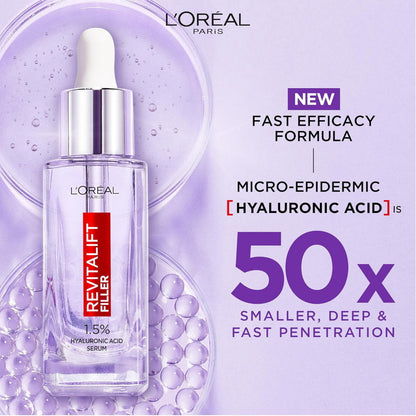 6x L'Oreal Paris Revitalift Filler Hyaluronic Plumping Serum 15mL