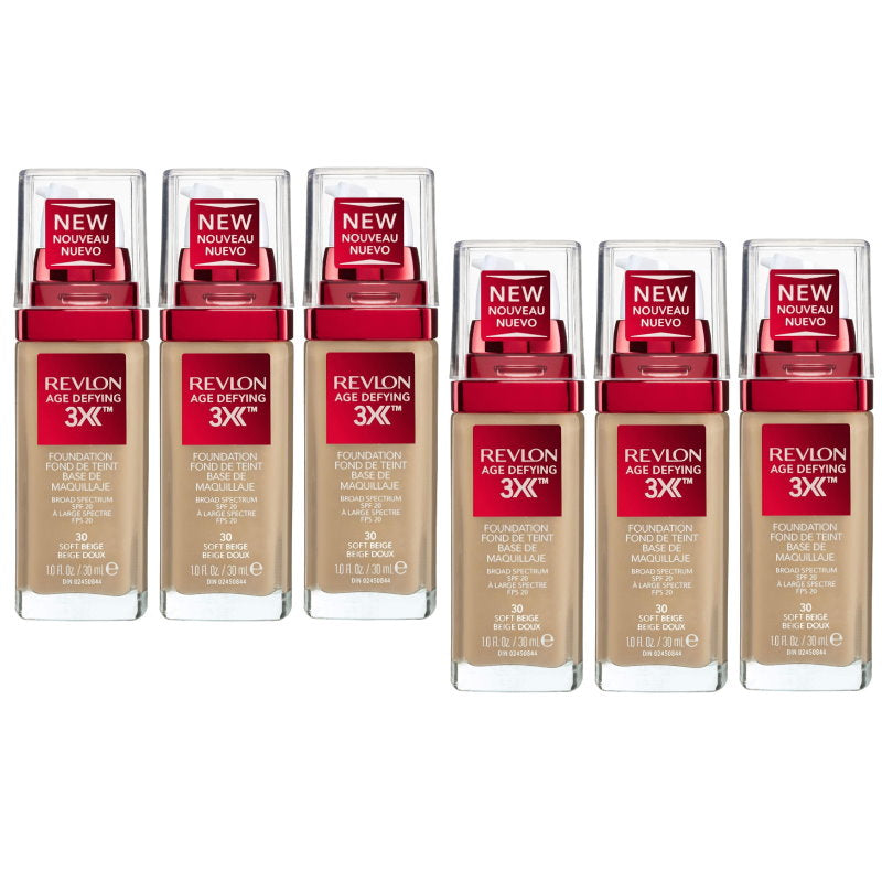 6x Revlon Age Defying 3X Foundation 30 Soft Beige