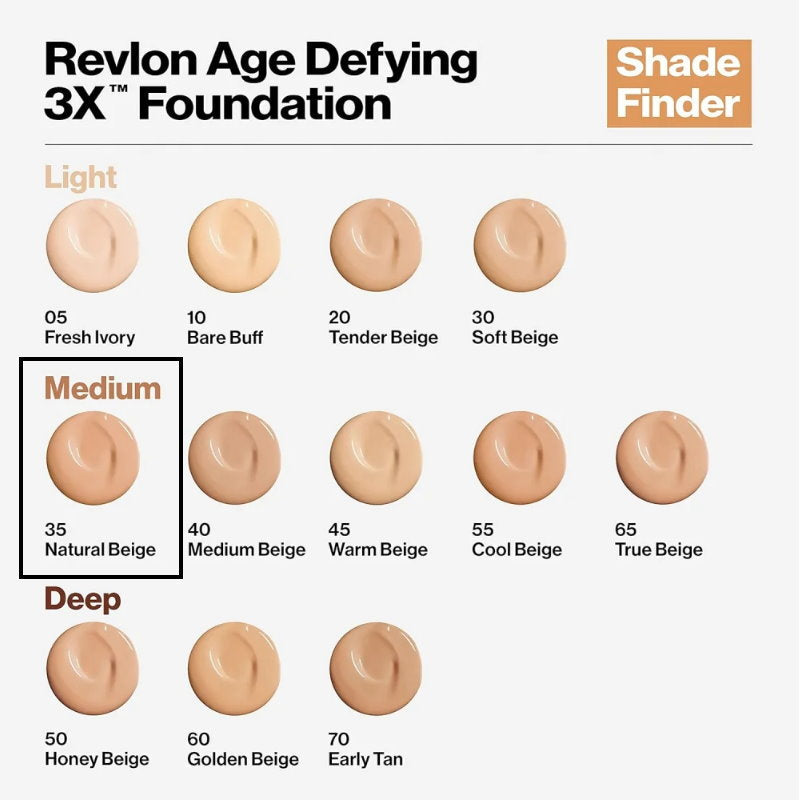 6x Revlon Age Defying 3X Foundation 35 Natural Beige