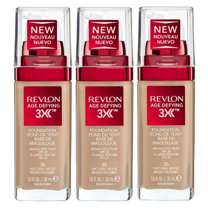 3x Revlon Age Defying 3X Foundation 35 Natural Beige