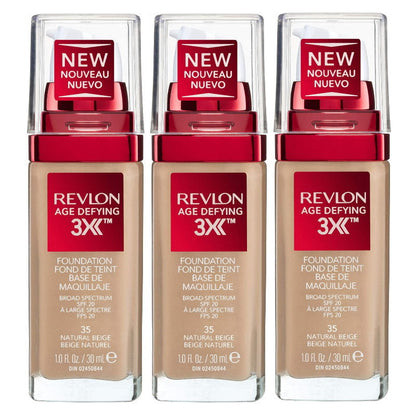 3x Revlon Age Defying 3X Foundation 35 Natural Beige