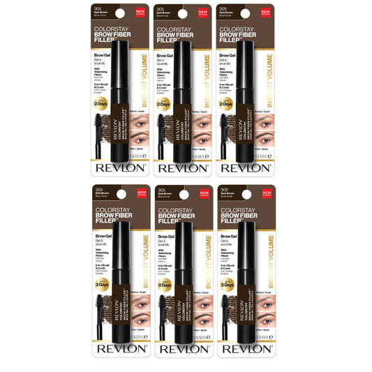6x Revlon Colorstay Brow Fibre Filler 305 Dark Brown
