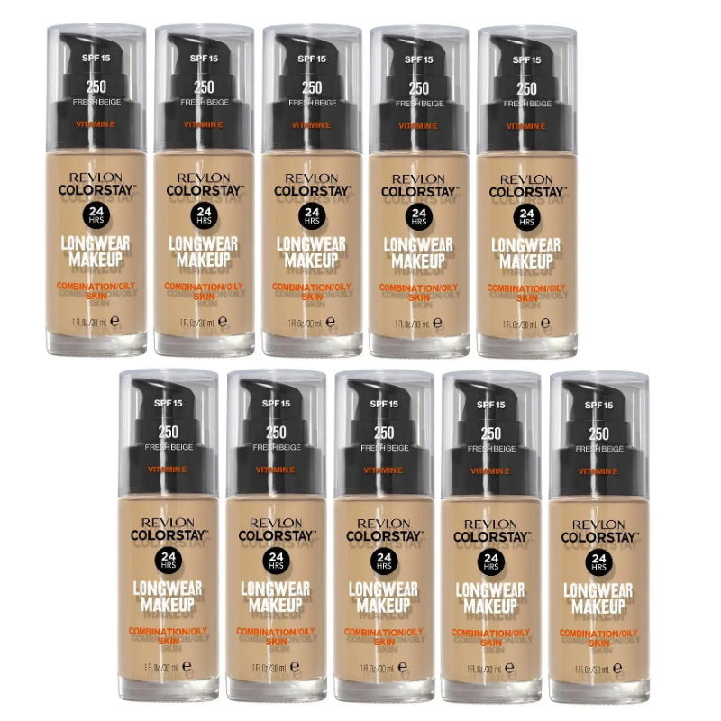 10x Revlon Colorstay Makeup Foundation Combination Oily Skin 250 Medium Beige