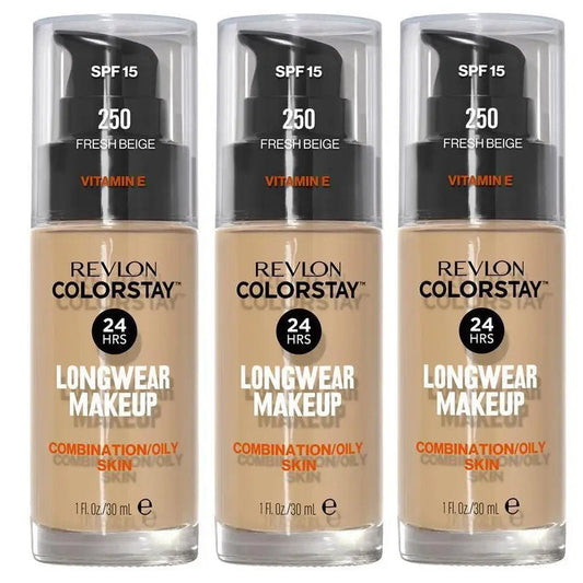 3x Revlon Colorstay Makeup Foundation Combination Oily Skin 250 Medium Beige