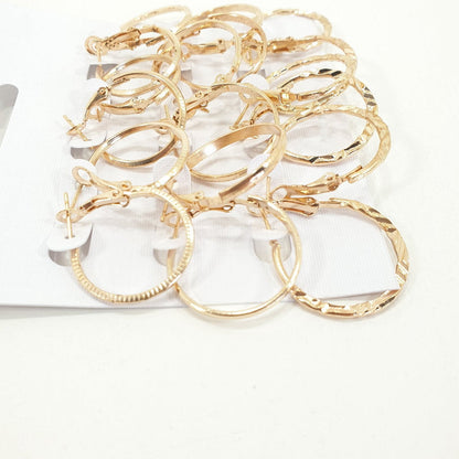 Rosy Lane 9 Pairs Hoop Earrings - Gold