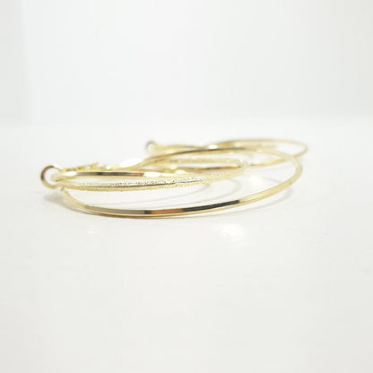 Rosy Lane Round Tri Geometric Hoops Earrings - Gold