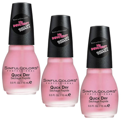 3x Sinful Colors Nail Polish Top Coat 15ml 1706 Ms. Impatient Quick Dry