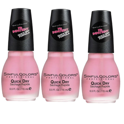3x Sinful Colors Nail Polish Top Coat 15ml 1706 Ms. Impatient Quick Dry