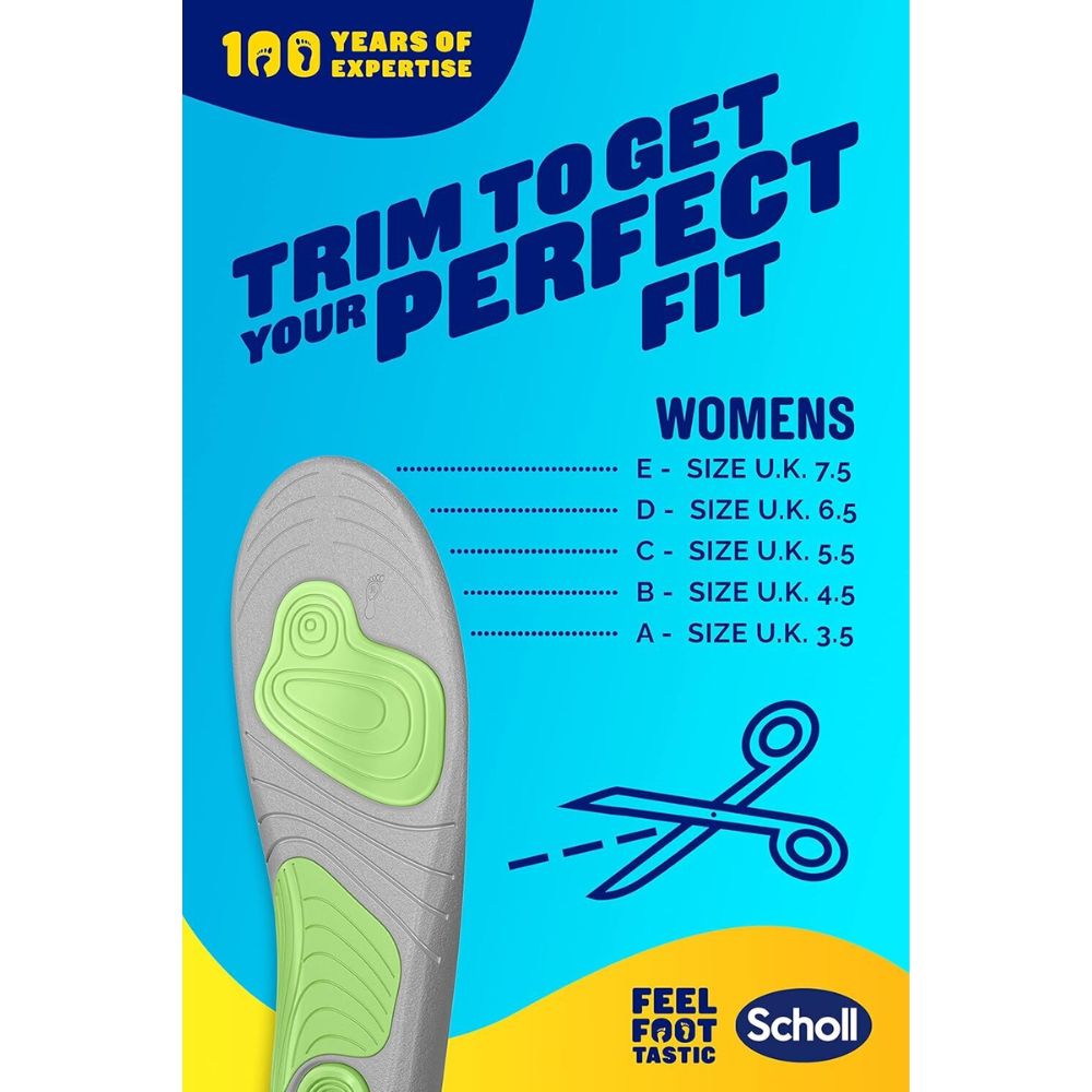 Scholl Gel Activ Sport Insole Womens Size 4.5 - 8.5