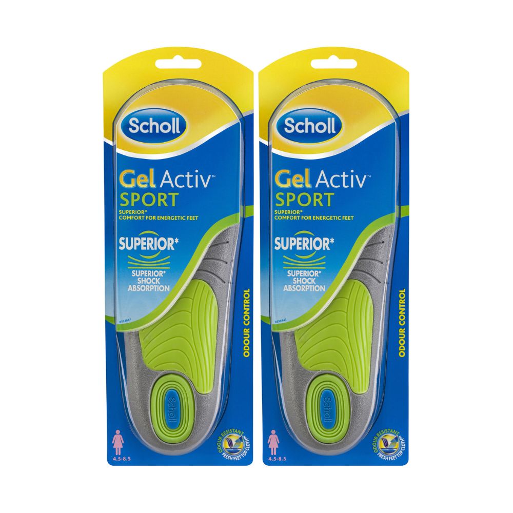2x Scholl Gel Activ Sport Insole Womens Size 4.5 - 8.5