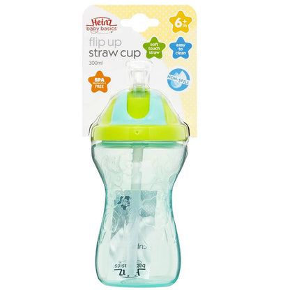 3pk Heinz Baby Basics Flip Up Straw Cup 300mL Blue Pink Purple - Baby Bottles