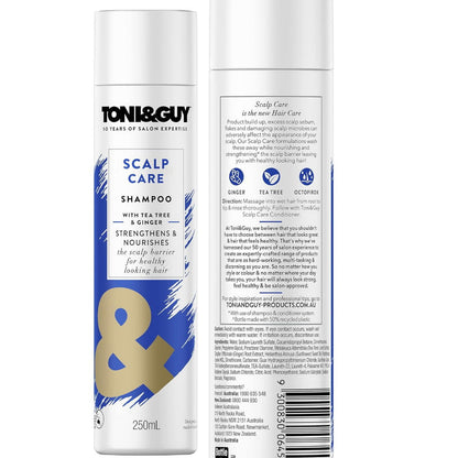 4x Toni & Guy Scalp Care Shampoo with Tea Tree and Ginger 250ml