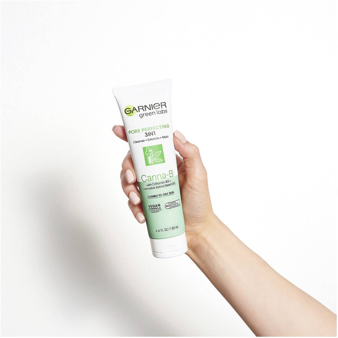 3x Garnier Green Labs Pore Perfecting 3 in 1 Cleanse Exfoliate Mask Canna B 130ml