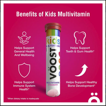 2x VOOST Kids Multivitamin Effervescent Tablets Strawberry 20 Pack EXPIRY 30/04/2025