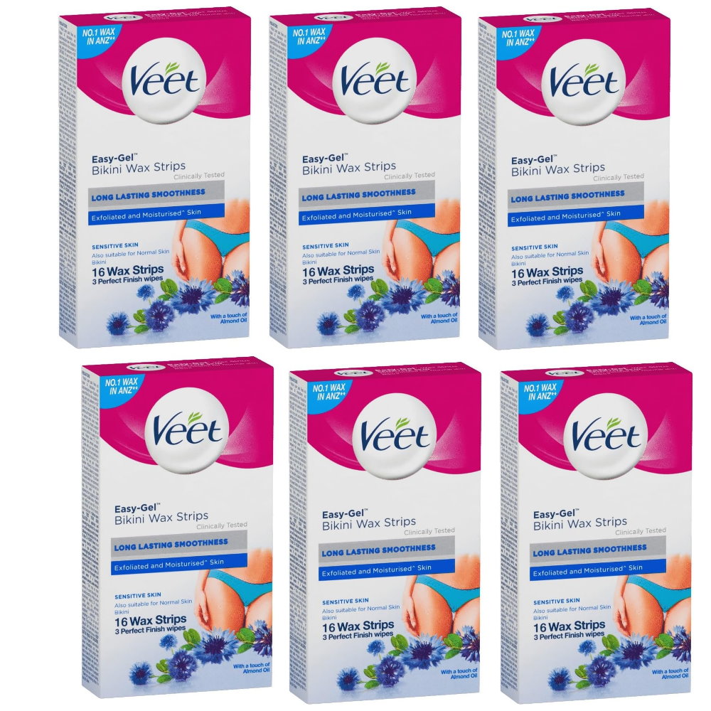 6x Veet Bikini Wax 16 Strips EXP 30/08/2025
