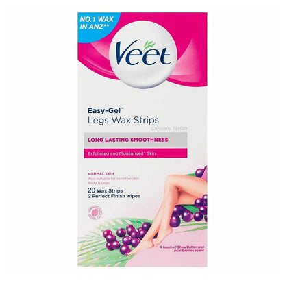 6x Veet Easy Gel Legs and Body Wax Strips Shea Butter and Acai Berries 20 Pack EXPIRY 12/2025