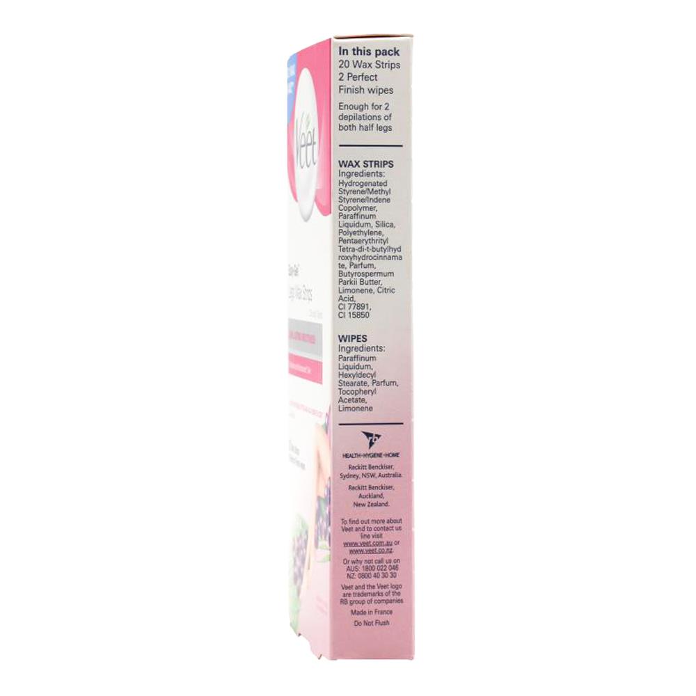 6x Veet Easy Gel Legs and Body Wax Strips Shea Butter and Acai Berries 20 Pack EXPIRY 12/2025