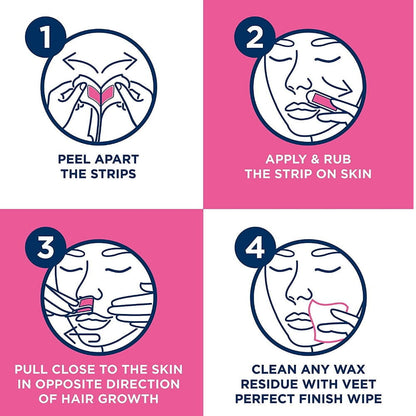 12x Veet Easy Gelwax Face Wax Strips Precision 20 pack