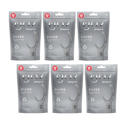6x Go2 Dentagenie Floss Picks Silver Anti-Bac Mint 36pack