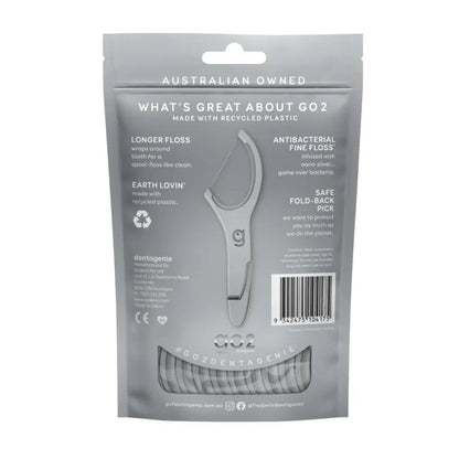 6x Go2 Dentagenie Floss Picks Silver Anti-Bac Mint 36pack