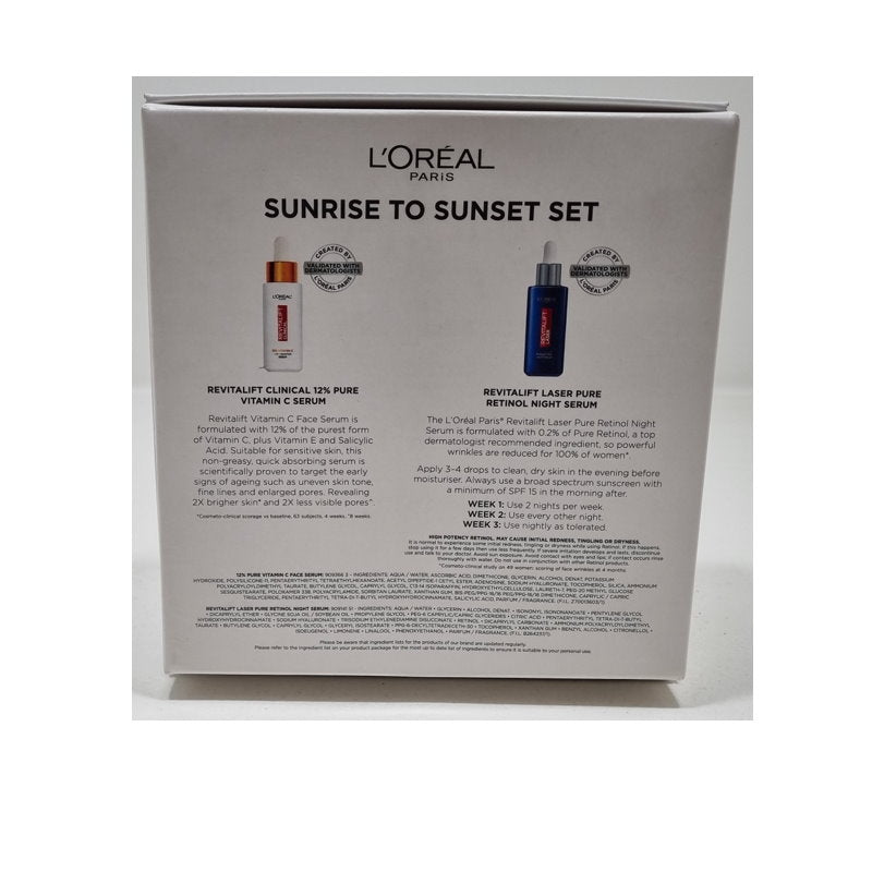 3pk L'Oreal Paris Sunrise to Sunset Pure Vitamin C and Pure Retinol Serum Skin Duo