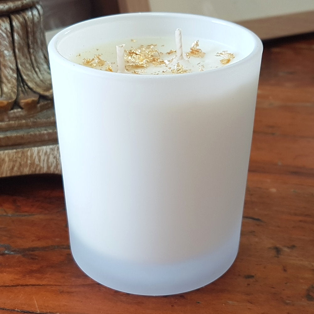 Rosy Gold Double Scented Candles Large Frosted Satin Pina Colada - Makeup Warehouse Australia 