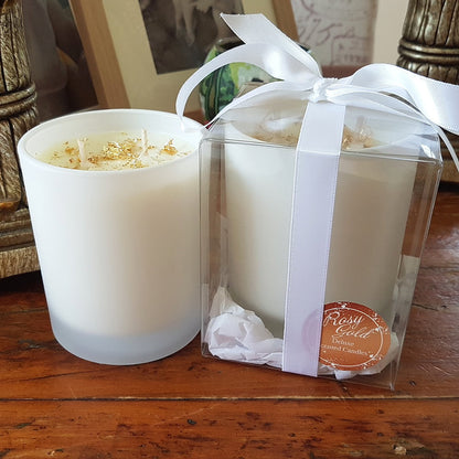 Rosy Gold Double Scented Candles Large Frosted Satin - Pina Colada