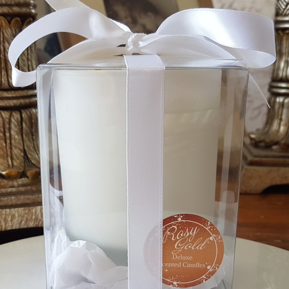 Rosy Gold Double Scented Candles Large Frosted Satin - Pina Colada
