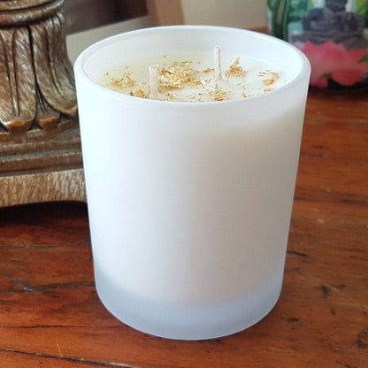 Rosy Gold Double Scented Candles Large Frosted Satin - Pina Colada